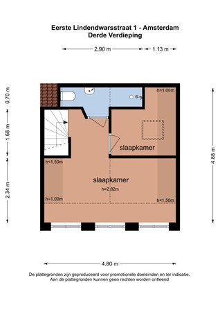 Plattegrond - Eerste Lindendwarsstraat 1H, 1015 LE Amsterdam - Eerste Lindendwarsstraat 1-1_ derde verdieping.jpg
